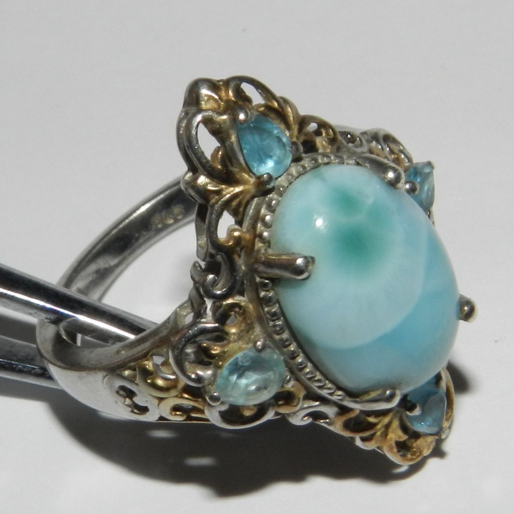 Vintage Womens Larimar Sts Blue Sterling Silver 925 Size 75 Ring 40$